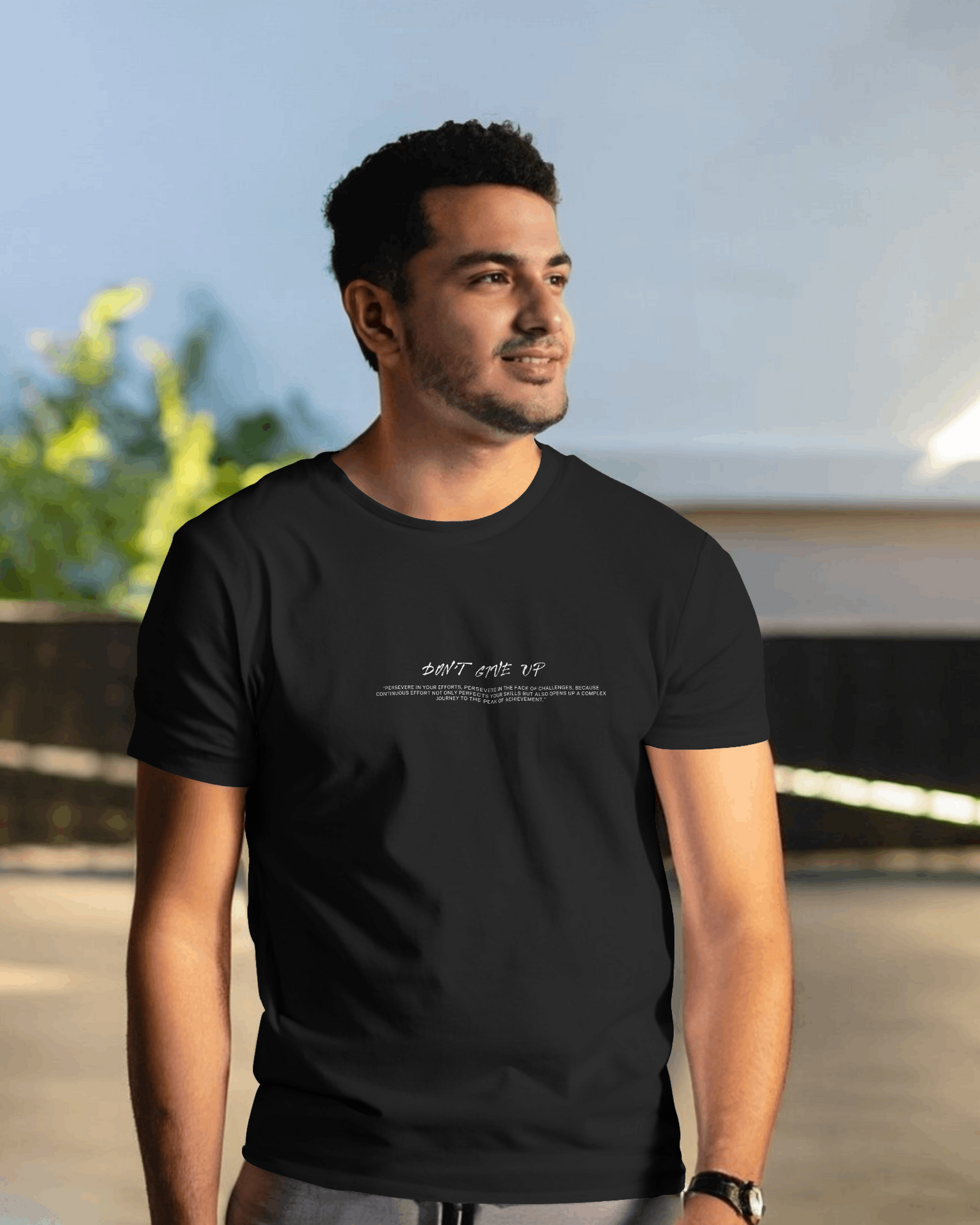 Don't Give Up Black Regular T-Shirt